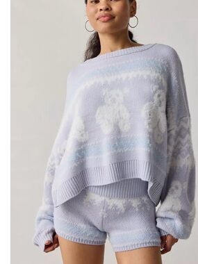 Urban Outfitters Teddy Pattern Cropped Sweater
